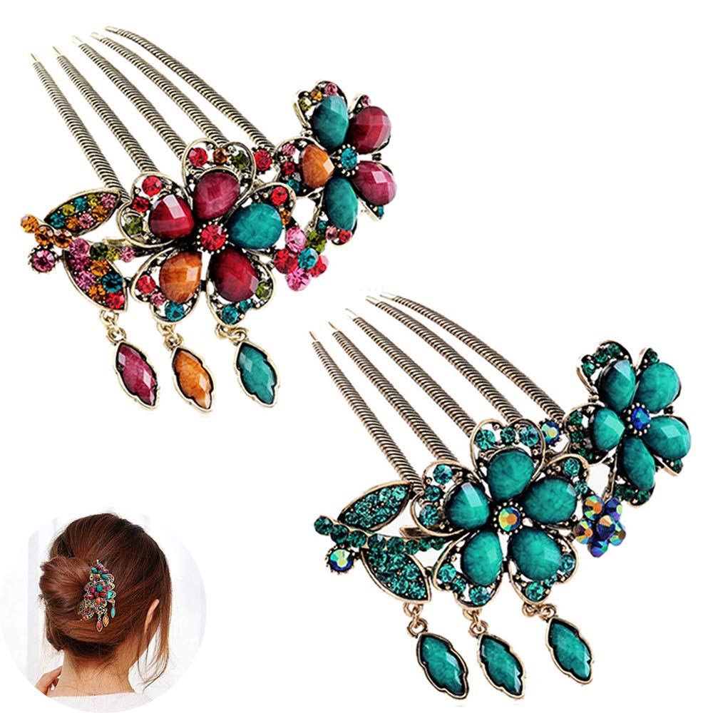 Women Hair Combs Accessories Merysan Retro Decorative Fashion Hair Comb Clips Rhinestone 6764