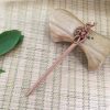 Elegant Handmade Carved Peach Wood Hair Stick Hairpin, Ribbon