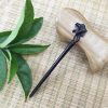 Vintage Handmade Carved Ebony Hair Stick Hairpin, Morning Glory