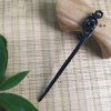 Vintage Handmade Carved Ebony Hair Stick Hairpin, Clouds