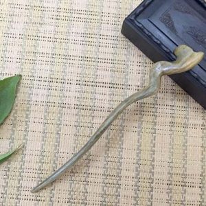 Handmade Carved Green Sandalwood Hair Stick Hairpin, China's Ruyi