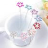 10 PCS. Beautiful Rhinestone Flower Hair Decoration Hair Pin Clip For Ladies, Blue