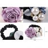 Girls Rose Flower Beads Hair Elastics Ponytail Holders Women's Hair Ties, Light Purple