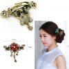 Fashionable Elegant Lady Hair Clips With Diamond Flower & Crystal Butterfly - D