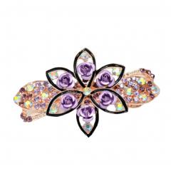 Rose Hair Accessories Bling Crystal Hair Decoration-Purple