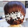 Rhinestone Hairpin U-shaped Clip Hair Hoop Married Bride Wedding Jewelry Red