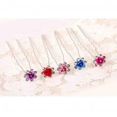 6PCS Rhinestone Hairpin U-shaped Clip Hair Hoop Bride Wedding Jewelry Blue