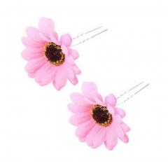 Ladies Beautiful Artificial Flower Hair Pin Clip Hair Ornaments, Pink Flower