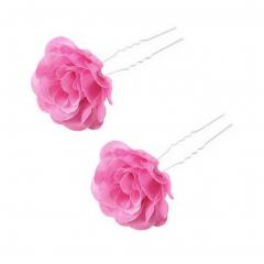 Ladies Beautiful Artificial Rose Flower Hair Pin Clip Hair Ornaments, Pink