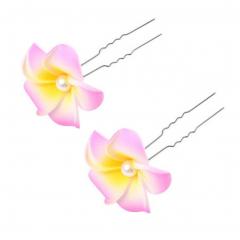 5 PCS. Ladies Beautiful Artificial Flower Hair Decoration Hair Pin Clip, Pink