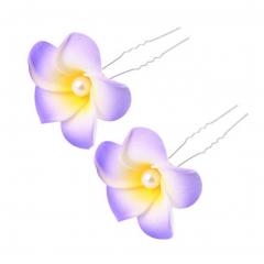 5 PCS. Ladies Beautiful Artificial Flower Hair Decoration Hair Pin Clip, Purple