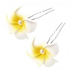 5 PCS. Ladies Beautiful Artificial Flower Hair Decoration Hair Pin Clip, White