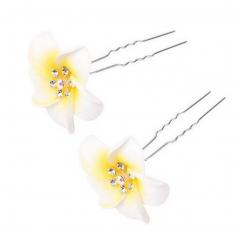 5 PCS. Beautiful Artificial Flower Hair Decoration Hair Pin Clip For Ladies, White