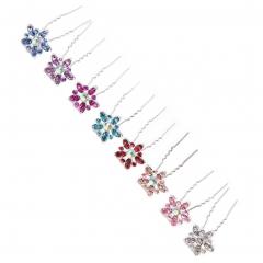 8PCS Beautiful Rhinestone Flower Hair Decoration Hair Pin Clip For Ladies, Random Color