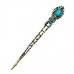 Retro Women Girls Hair Stick Ornate Kanzashi Chinese-style Aulic Hair Clip Hair Pin Blue