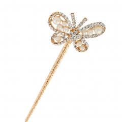 Elegant Rhinestone Butterfly Retro Women Girls Hair Pin Hair Stick Clear