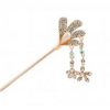 Rhinestone Petal Style Retro Women Girls Tassel Hair Pin Hair Stick Clear