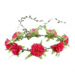 Girl's Handcraft Seaside Flowers Wreath Wedding Headband Headpiece, Red