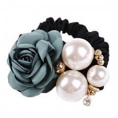 Girls Rose Flower Beads Hair Elastics Ponytail Holders Women's Hair Ties