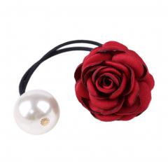 Girls Beautiful Hair Elastics Hair Ties Ponytail Holders, Wine Red Rose