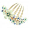 Elegant Women Hair Big Clip With Beautiful Flowers, Blue Jewelries