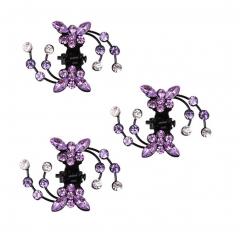 Beautiful Jewelry Flowers Girls Mini Hair Clips, 6 Count, Purple