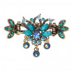 Fashionable Elegant Lady Hair Clips With Diamond Flower & Crystal Butterfly - D