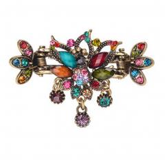 Fashionable Elegant Lady Hair Clips With Diamond Flower & Crystal Butterfly - F