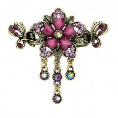 Fashionable Elegant Lady Hair Clips With Diamond Flower & Crystal Butterfly - L