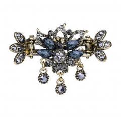 Fashionable Elegant Lady Hair Clips With Diamond Flower & Crystal Butterfly - N