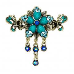 Fashionable Elegant Lady Hair Clips With Diamond Flower & Crystal Butterfly