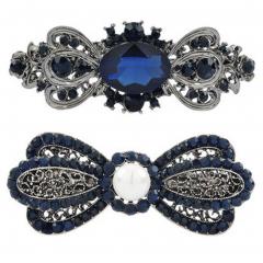 Classy Luxury Diamond Fashionable Lady Hair Clips With Crystal Royal Blue B