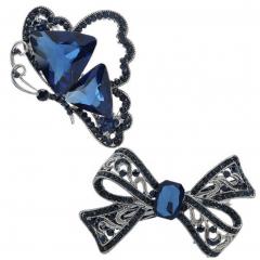 Classy Luxury Diamond Fashionable Lady Hair Clips With Crystal Royal Blue C