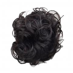 Elegant Human Wavy Hair Bun Donut Hair Bun Extension, Black