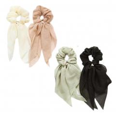 4 Pcs Multicolor Chiffon Lace Ribbon Hairband Tassel Bowknot Hair Scrunchies Elastic Ponytail Hair Ties Scarf Hair Accessories