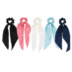 5 Pcs Multicolor Satin Ribbon Hair Scrunchies Bow Scarf Scrunchies Hair Ties Accessories