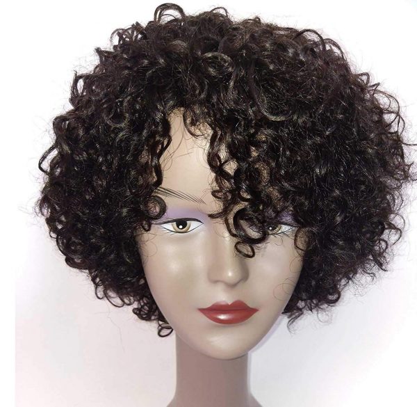 Brazilian Wigs 10 inch Short Kinky Curly Human Hair Wigs for Black Women Short Curly Wigs Natural Color